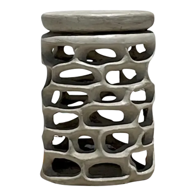 Vintage Coastal Molded Resin Low Stool — additional photo 3
