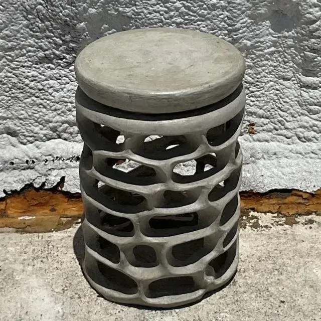Vintage Coastal Molded Resin Low Stool — additional photo 5