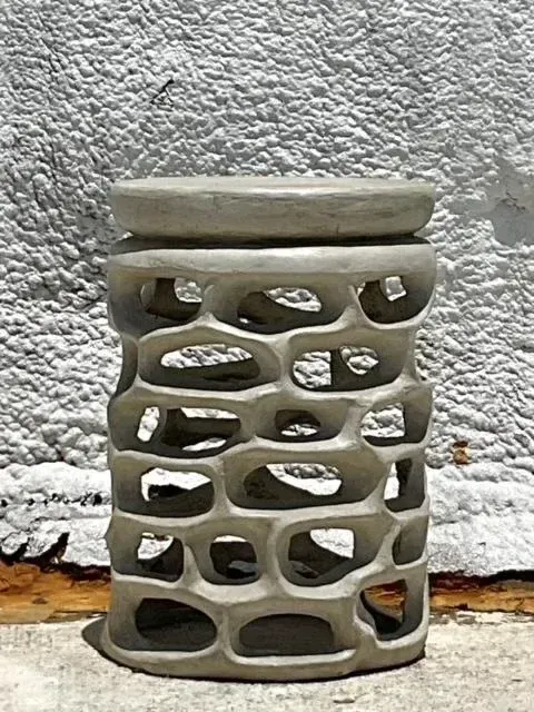 Vintage Coastal Molded Resin Low Stool — additional photo 8