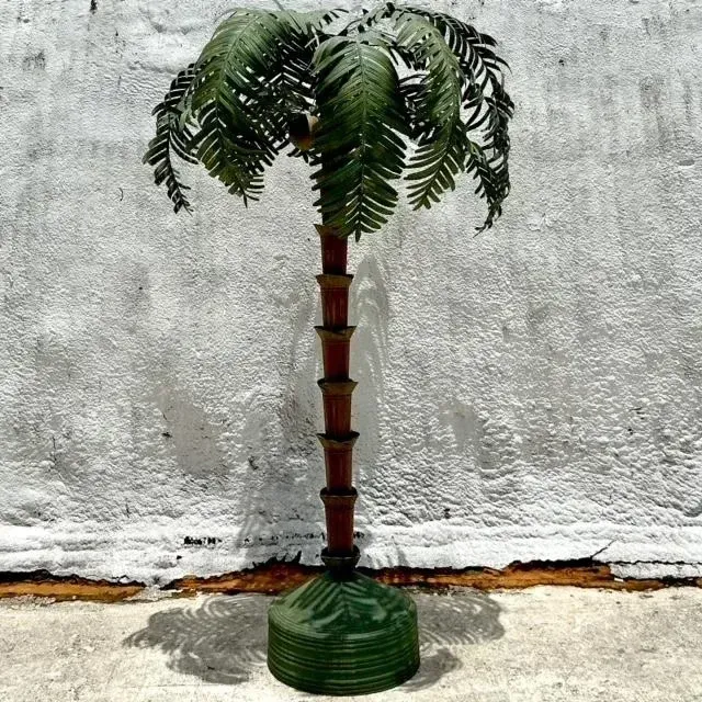 Vintage Coastal Monumental Painted Steel Palm Tree — additional photo 1