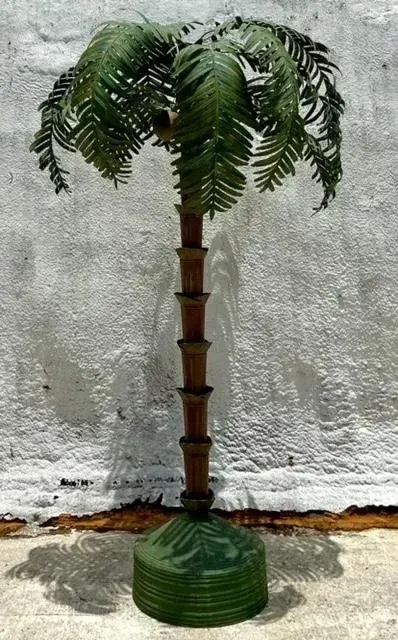 Vintage Coastal Monumental Painted Steel Palm Tree — additional photo 2
