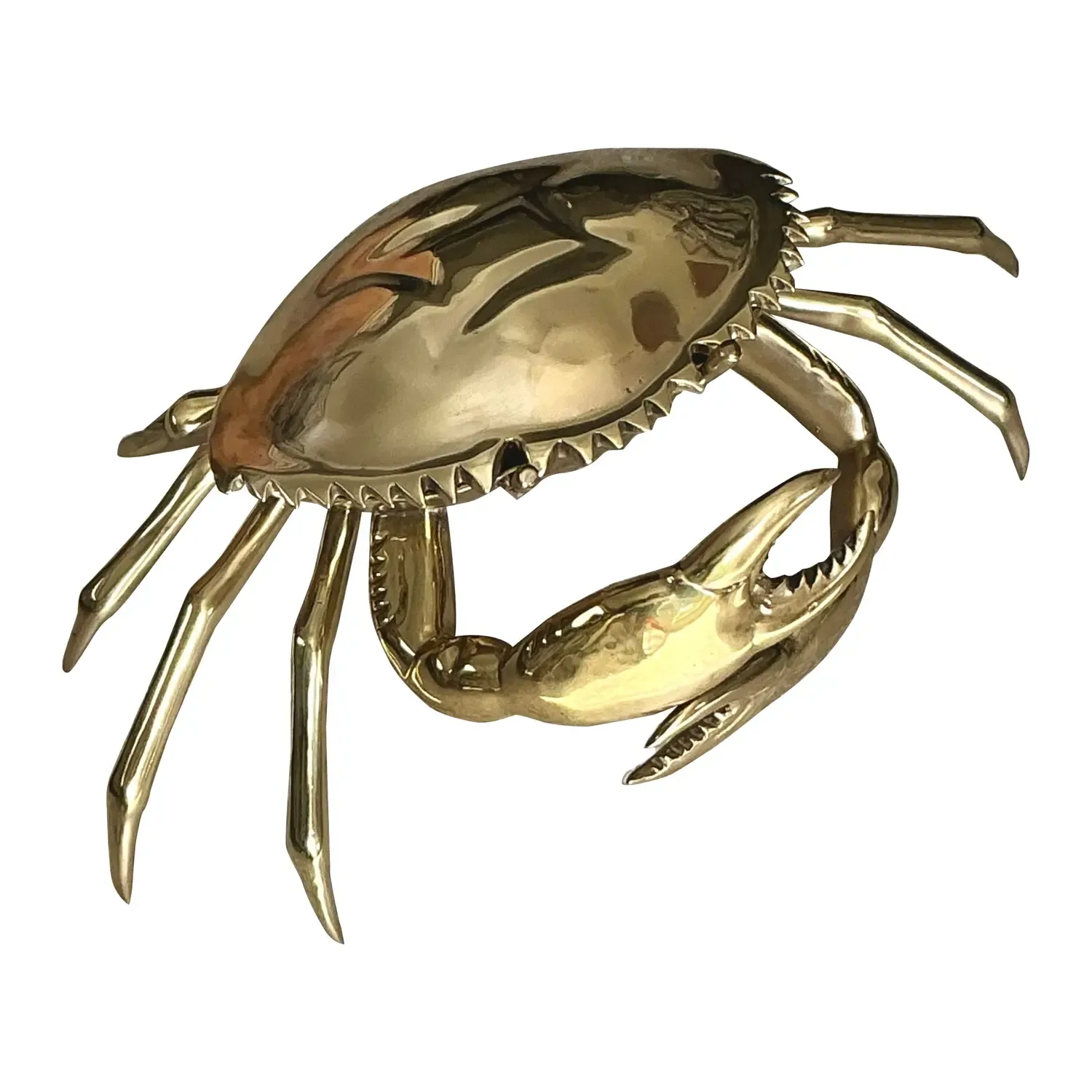 Vintage Coastal Monumental Polished Brass Crab