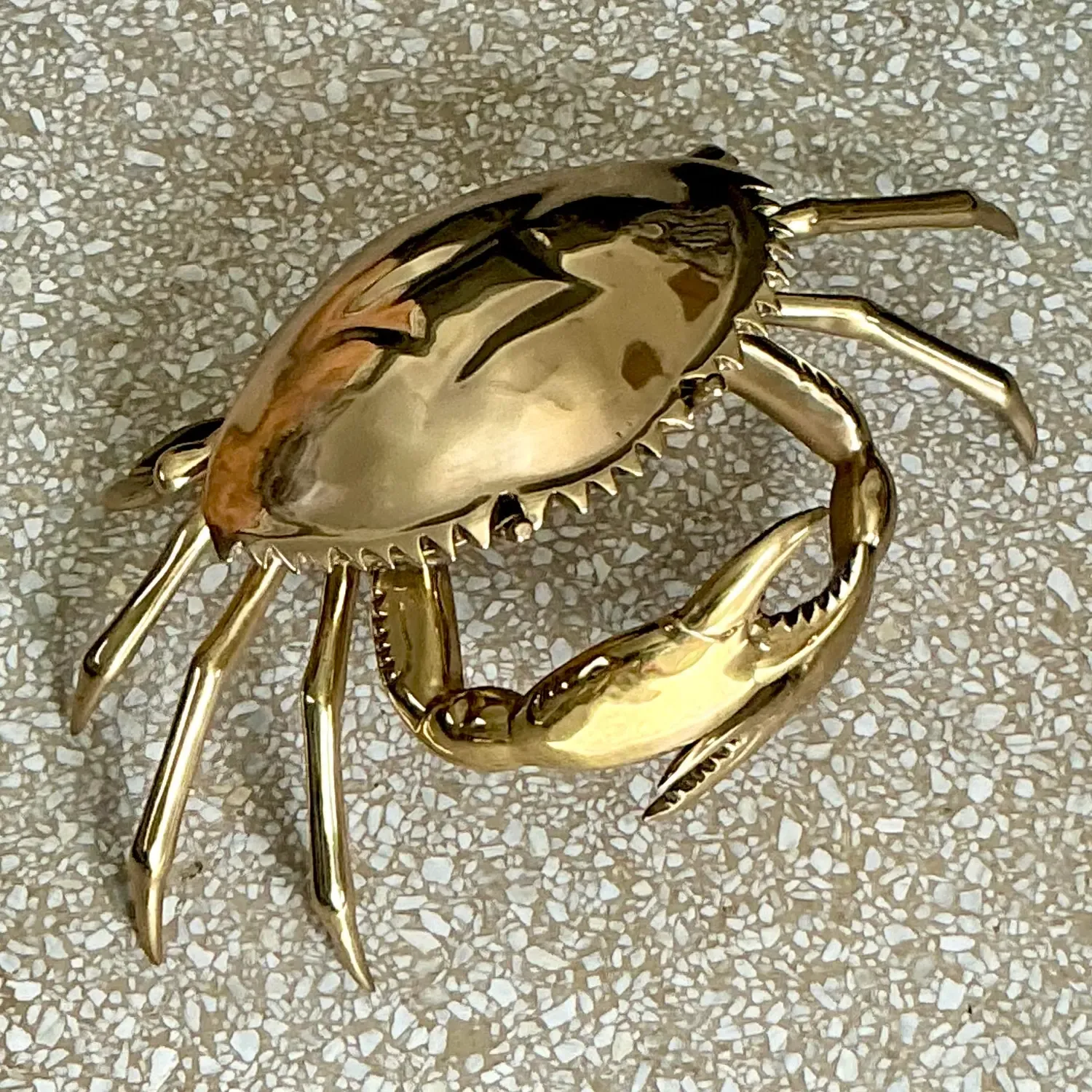 Vintage Coastal Monumental Polished Brass Crab — additional photo 2