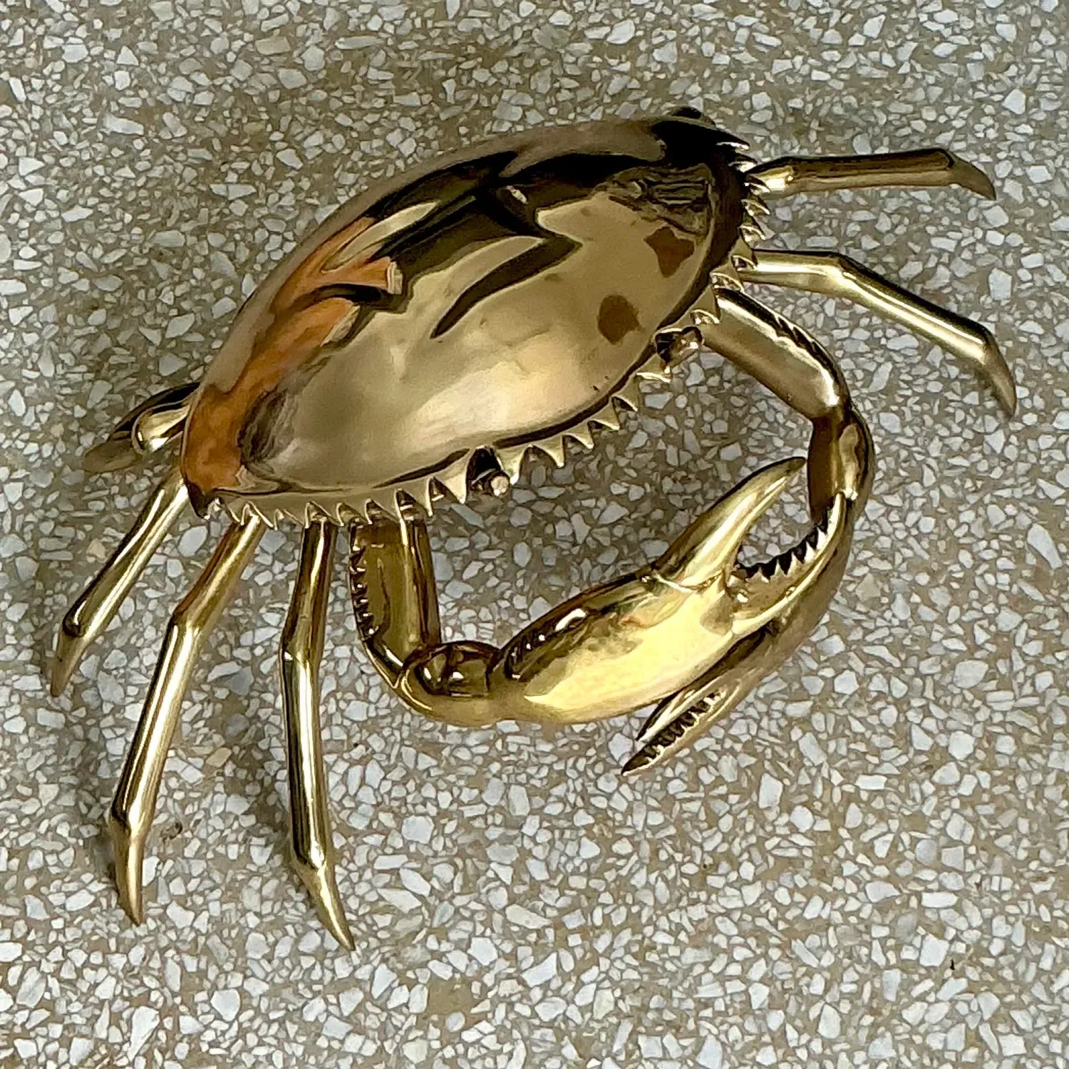 Vintage Coastal Monumental Polished Brass Crab — additional photo 3