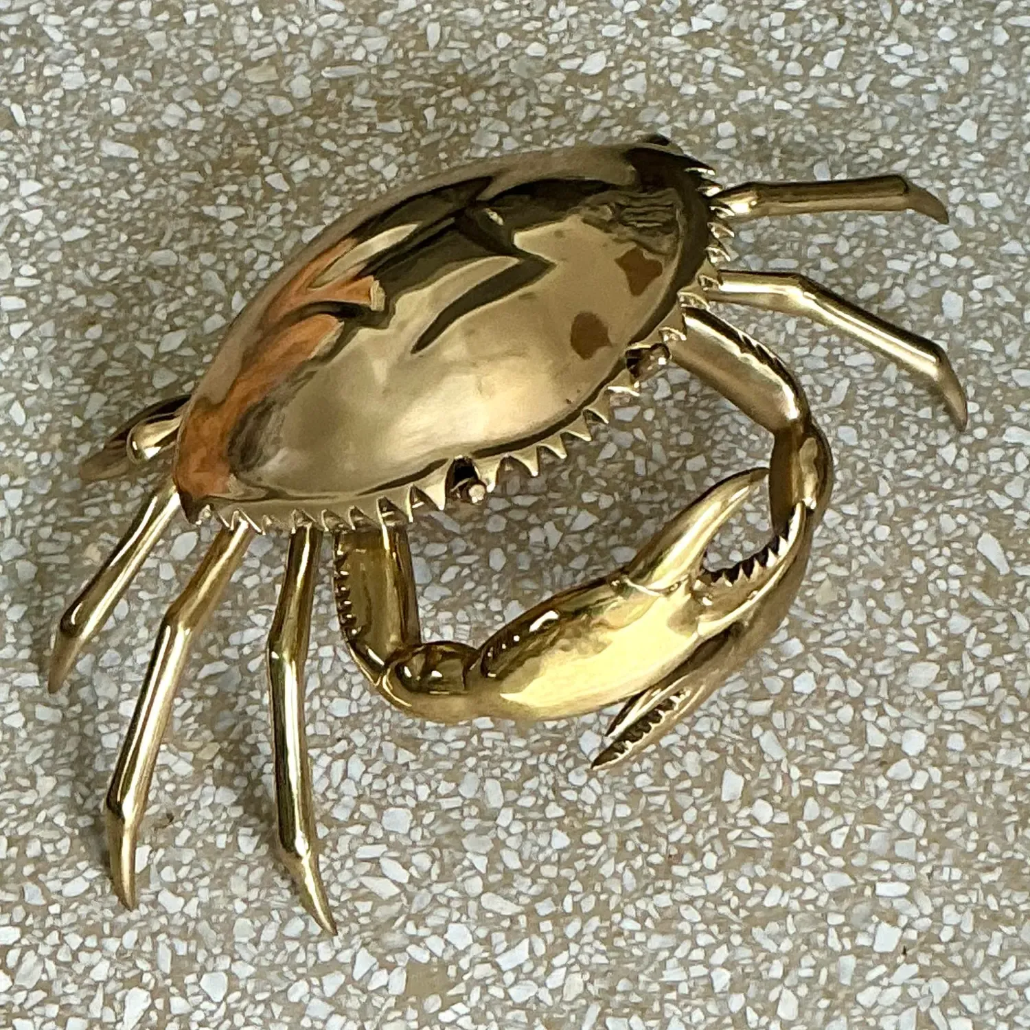 Vintage Coastal Monumental Polished Brass Crab — additional photo 4