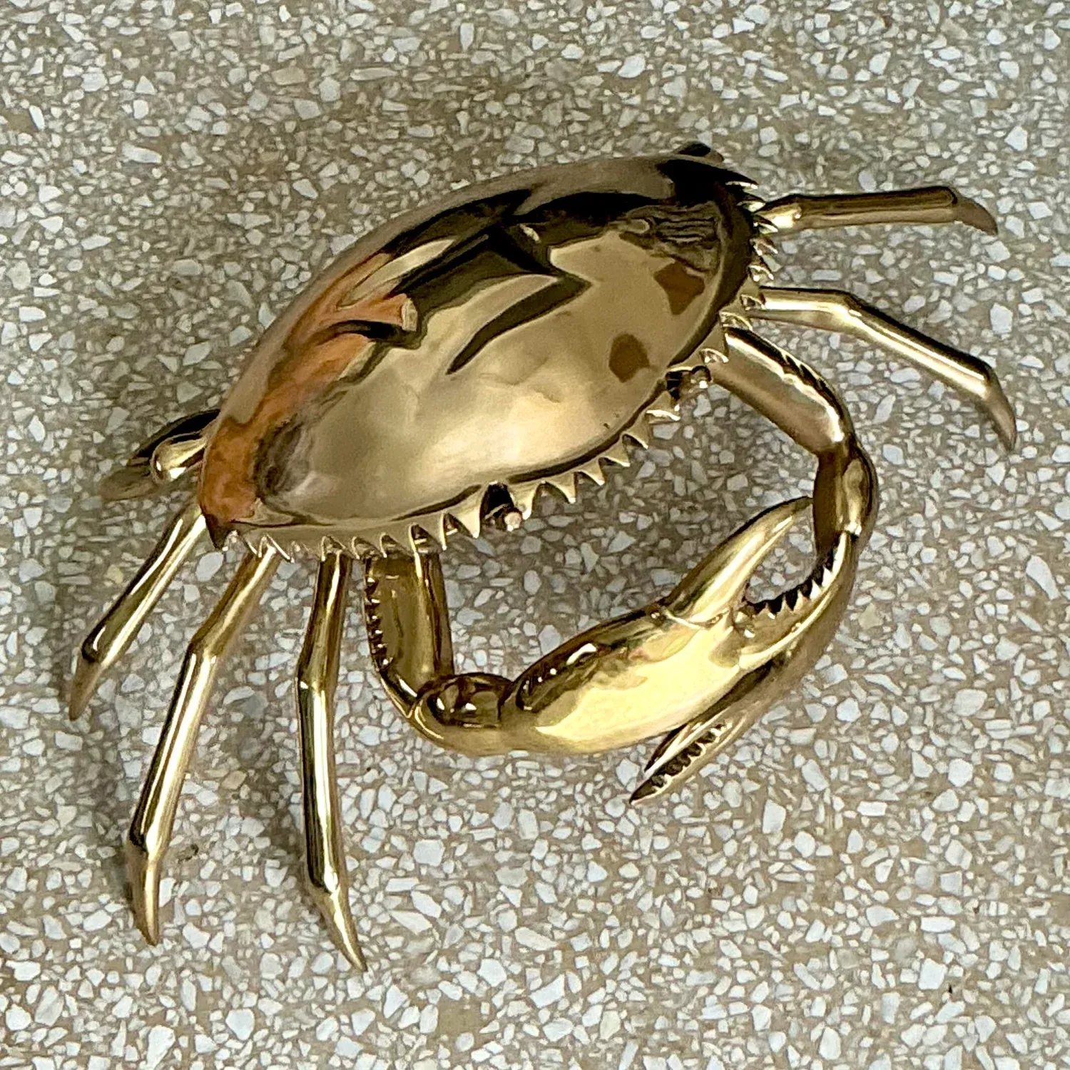 Vintage Coastal Monumental Polished Brass Crab — additional photo 6