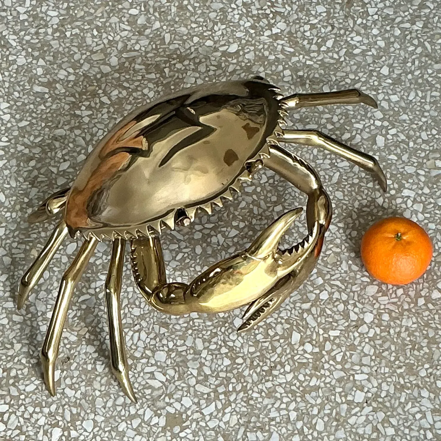 Vintage Coastal Monumental Polished Brass Crab — additional photo 7