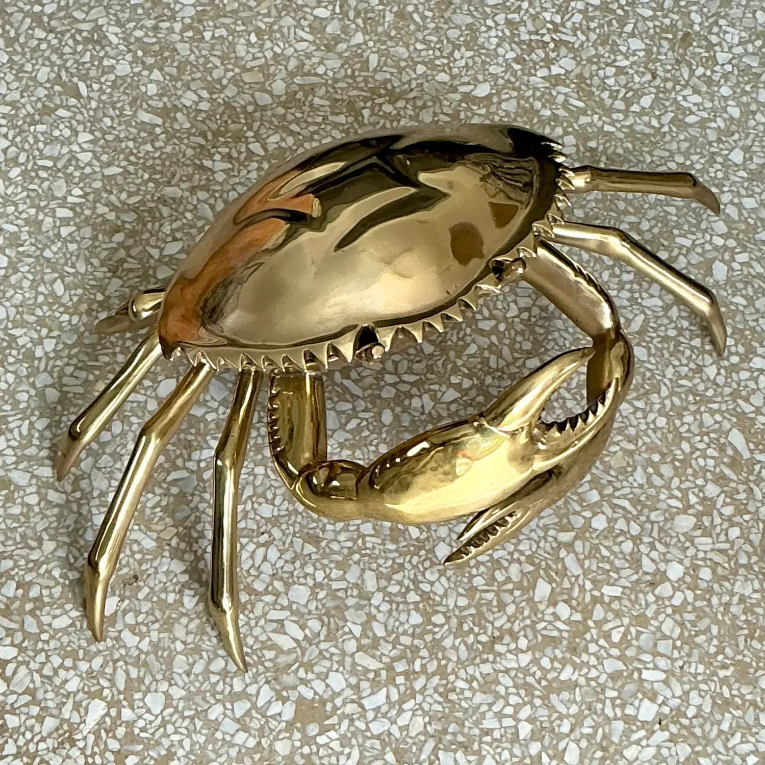 Vintage Coastal Monumental Polished Brass Crab — additional photo 8