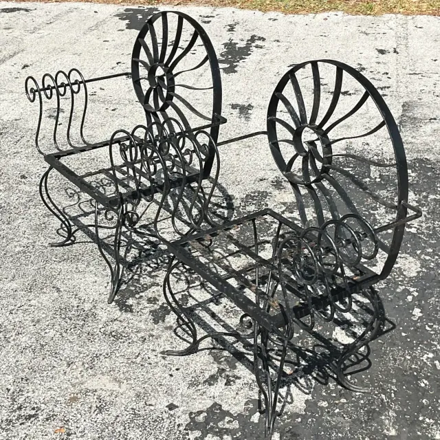 Vintage Coastal Nautilus Shell Wrought Iron Lounge Chairs - a Pair — additional photo 7
