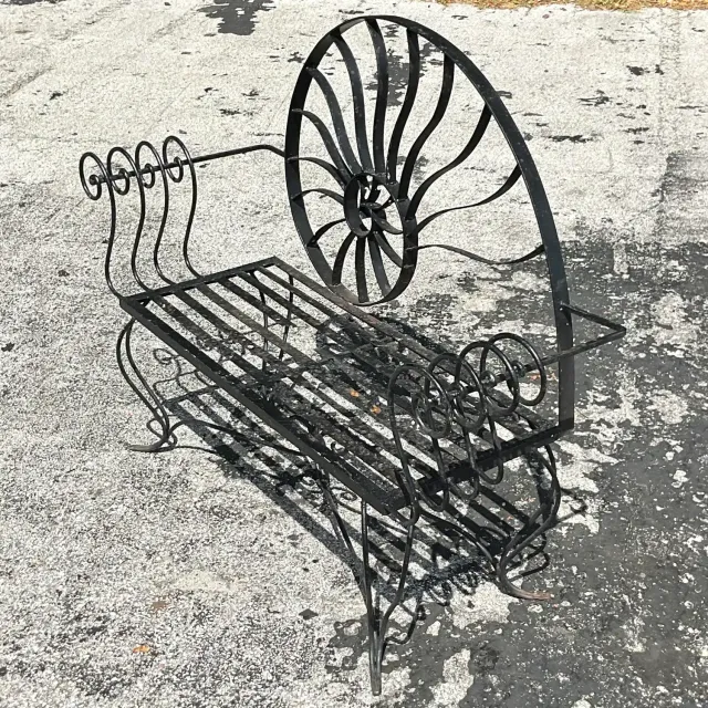 Vintage Coastal Nautilus Shell Wrought Iron Loveseat — additional photo 4