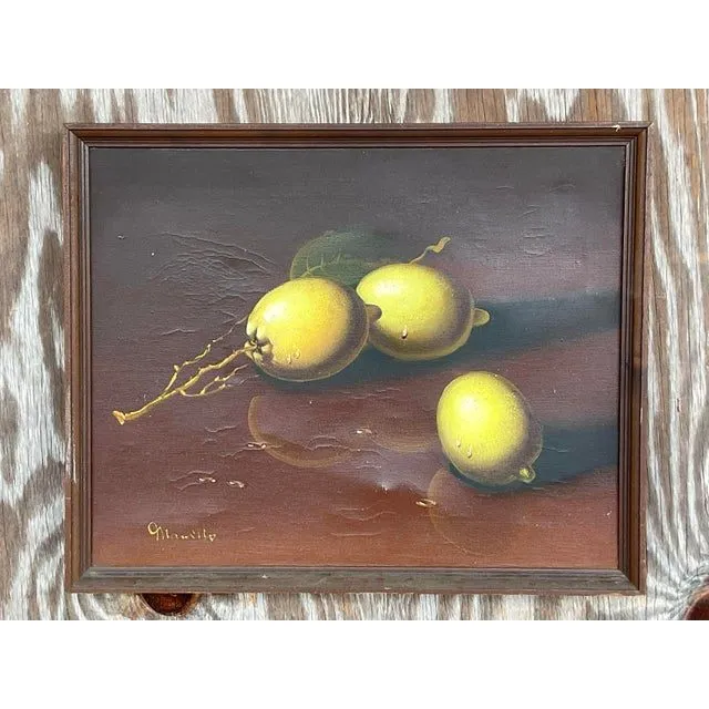 Vintage Coastal Original Oil Painting of Lemons — additional photo 1