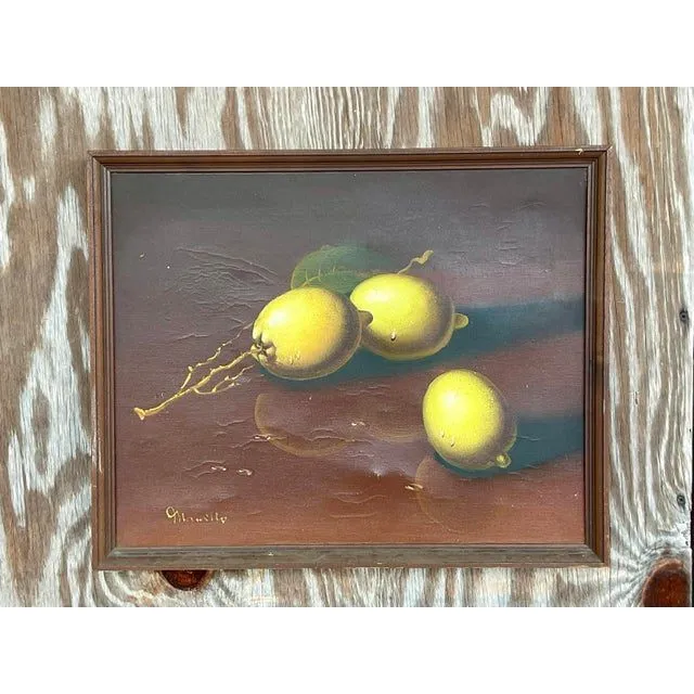 Vintage Coastal Original Oil Painting of Lemons — additional photo 2