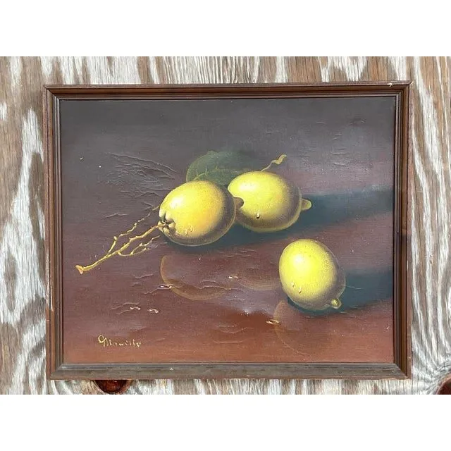 Vintage Coastal Original Oil Painting of Lemons — additional photo 4