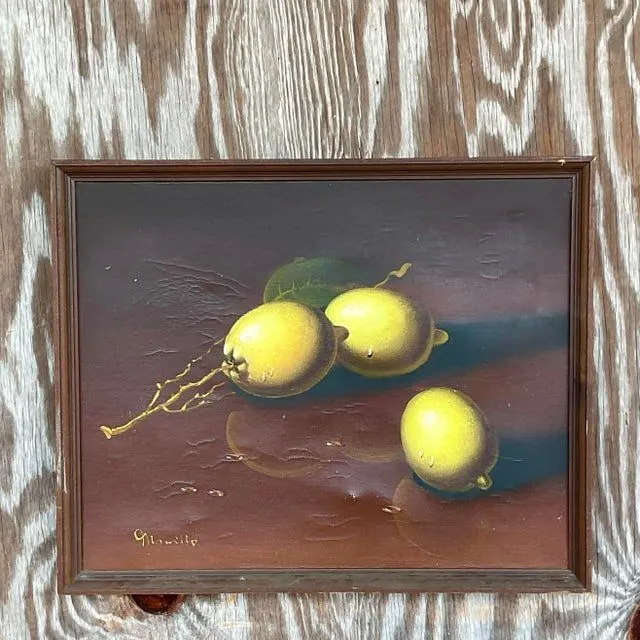 Vintage Coastal Original Oil Painting of Lemons — additional photo 5