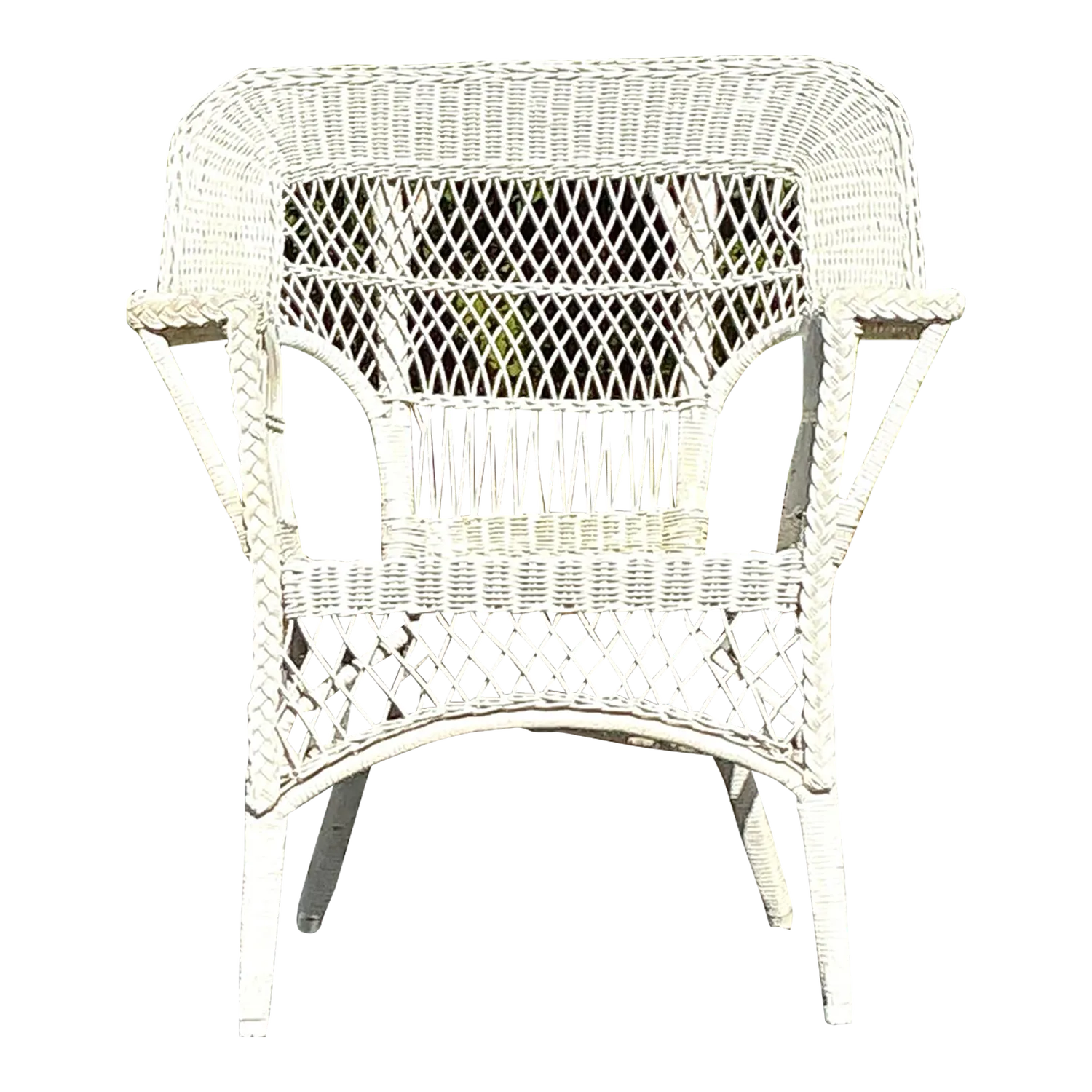 Vintage Coastal Paddle Arm Woven Rattan Lounge Chair — additional photo 2