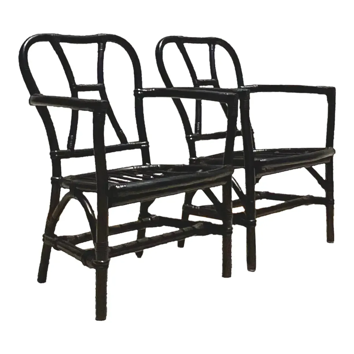Vintage Coastal Painted Bent Rattan Lounge Chairs - a Pair — additional photo 2