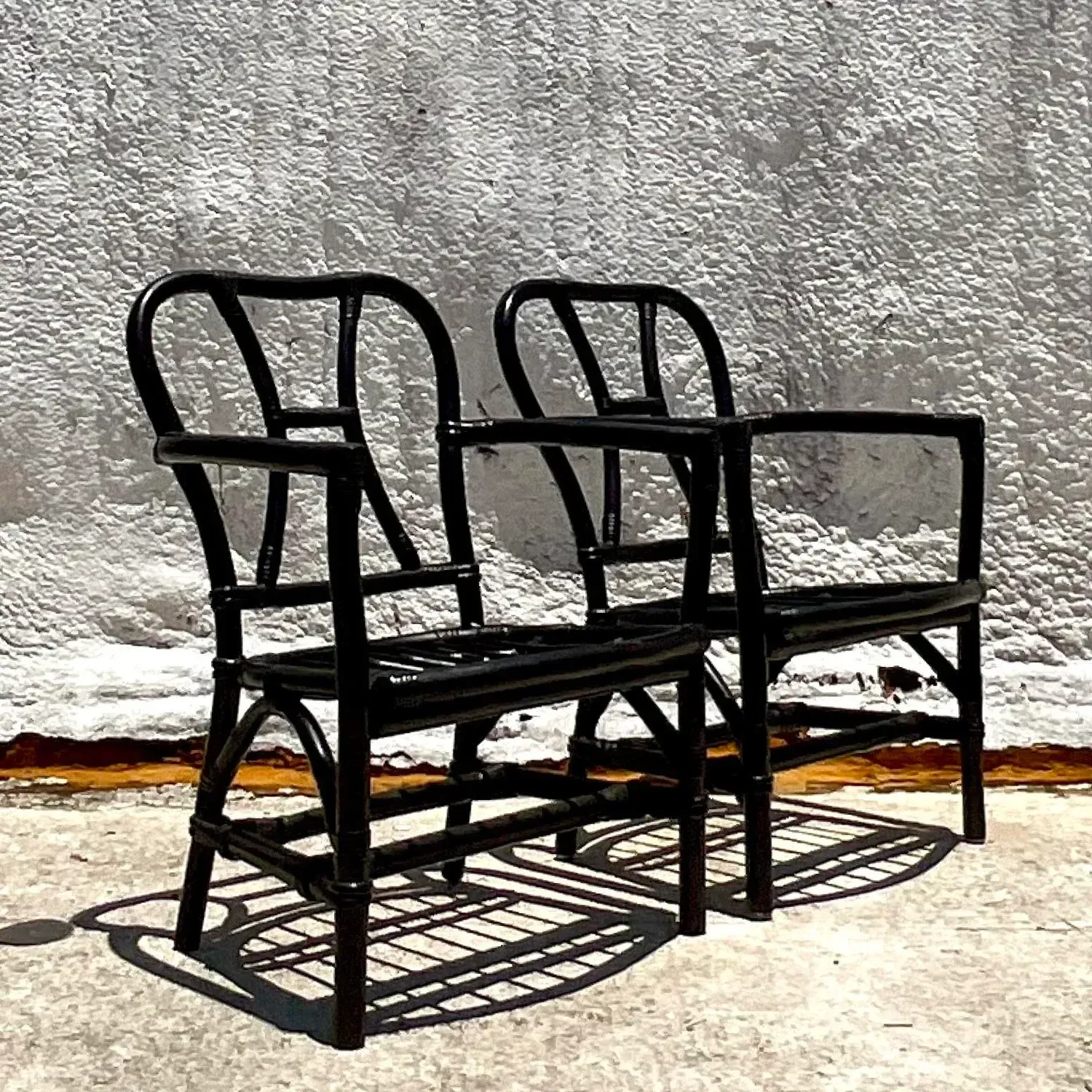 Vintage Coastal Painted Bent Rattan Lounge Chairs - a Pair — additional photo 5