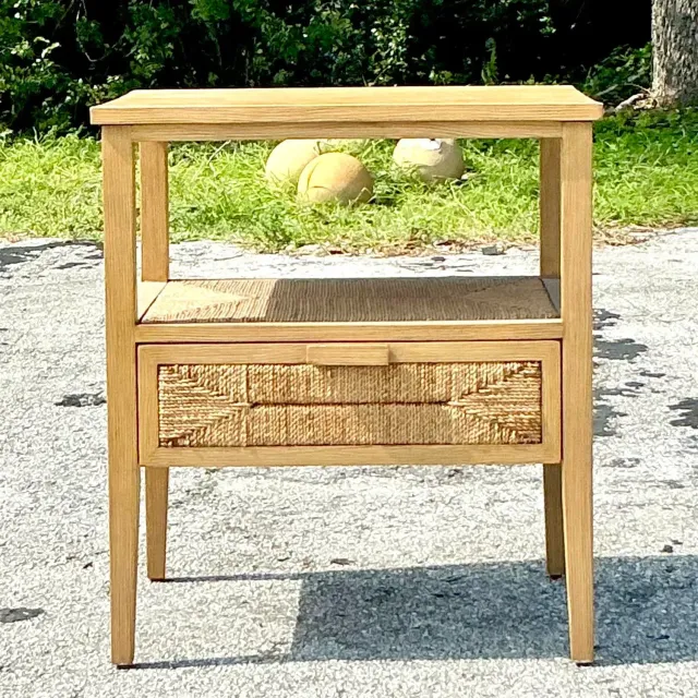 Vintage Coastal Palecek Wrapped Jute Nightstand — additional photo 2