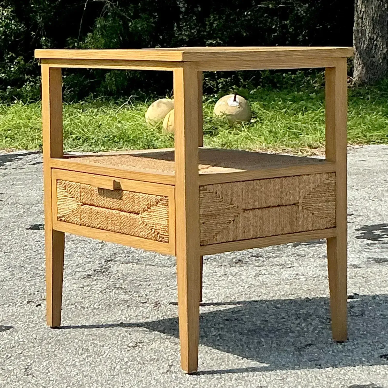 Vintage Coastal Palecek Wrapped Jute Nightstand — additional photo 3