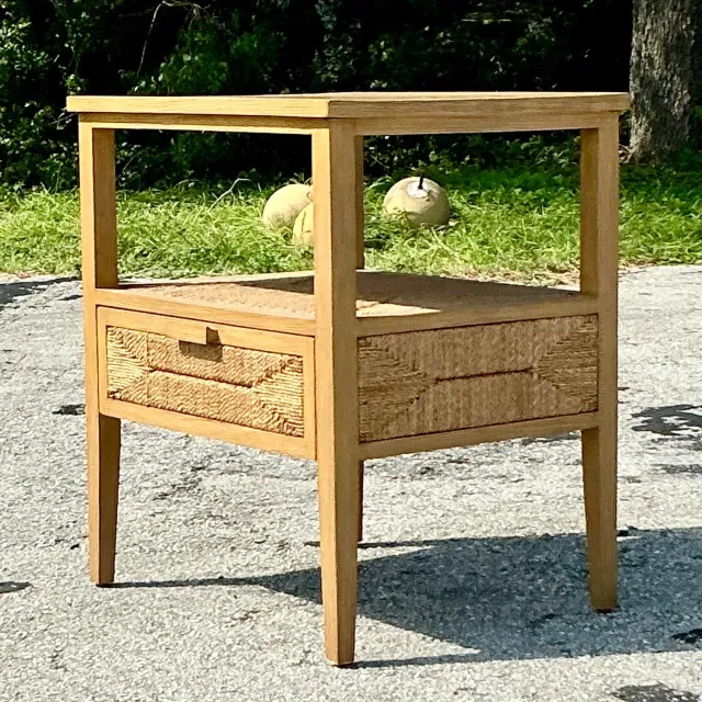 Vintage Coastal Palecek Wrapped Jute Nightstand — additional photo 4