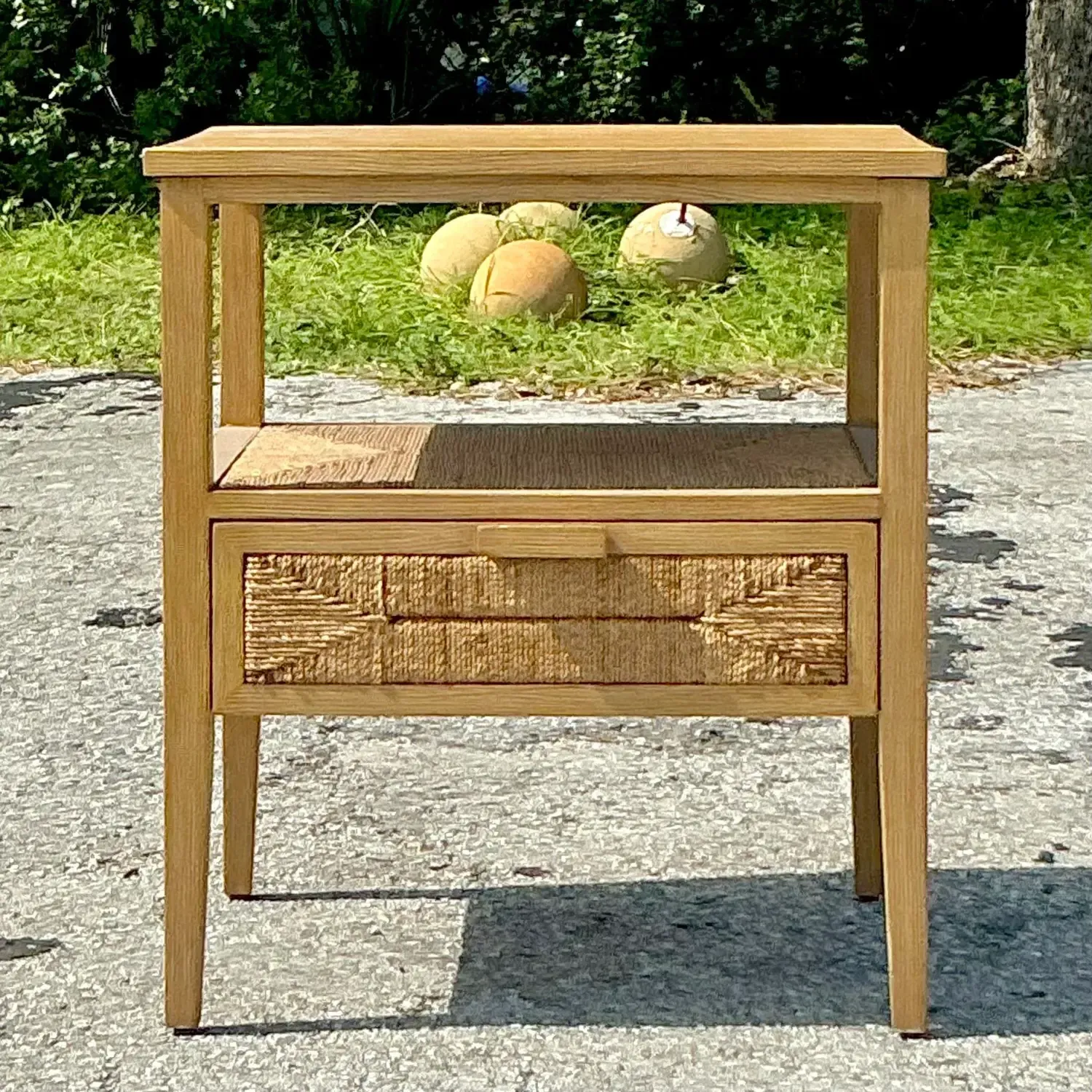 Vintage Coastal Palecek Wrapped Jute Nightstand — additional photo 5