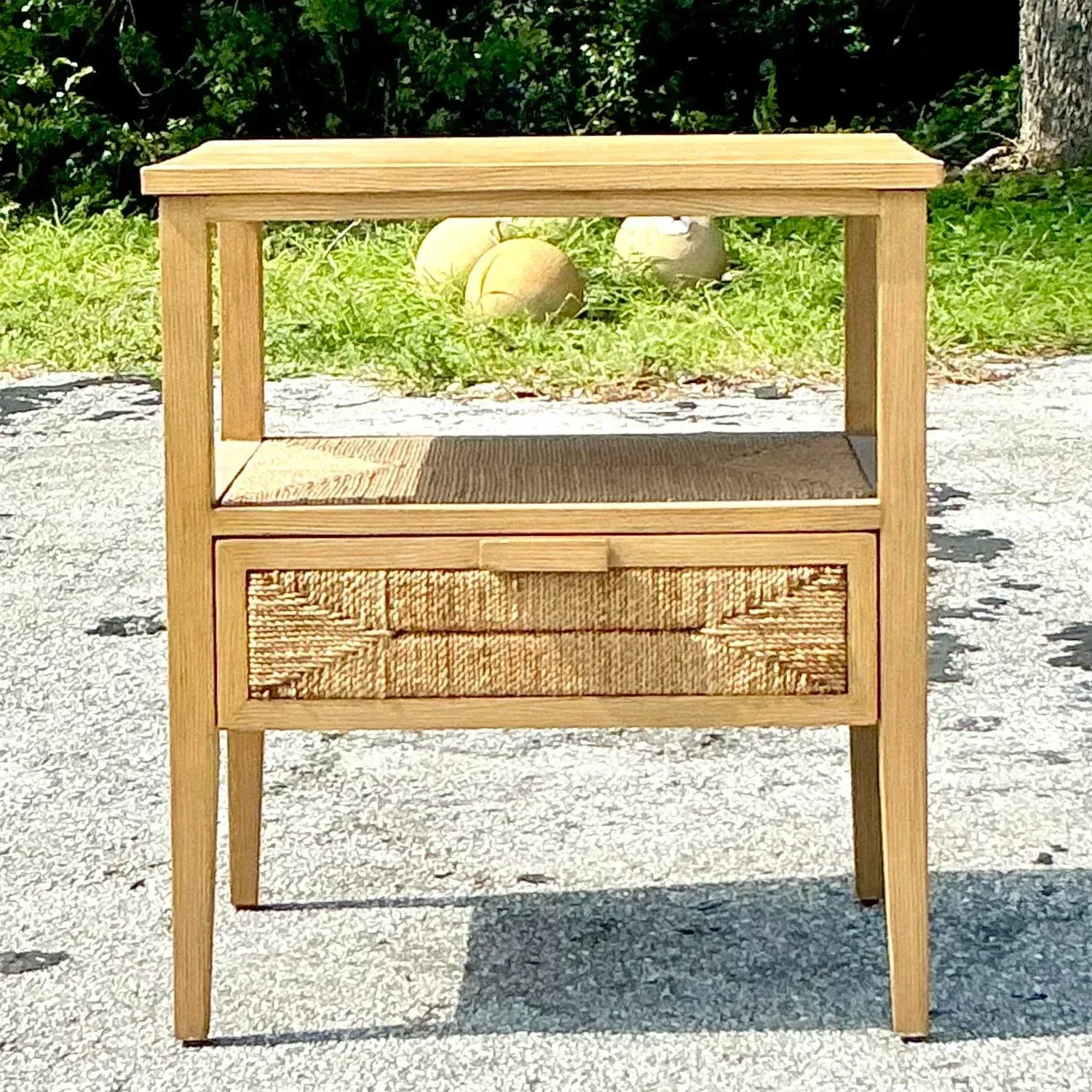 Vintage Coastal Palecek Wrapped Jute Nightstand — additional photo 7