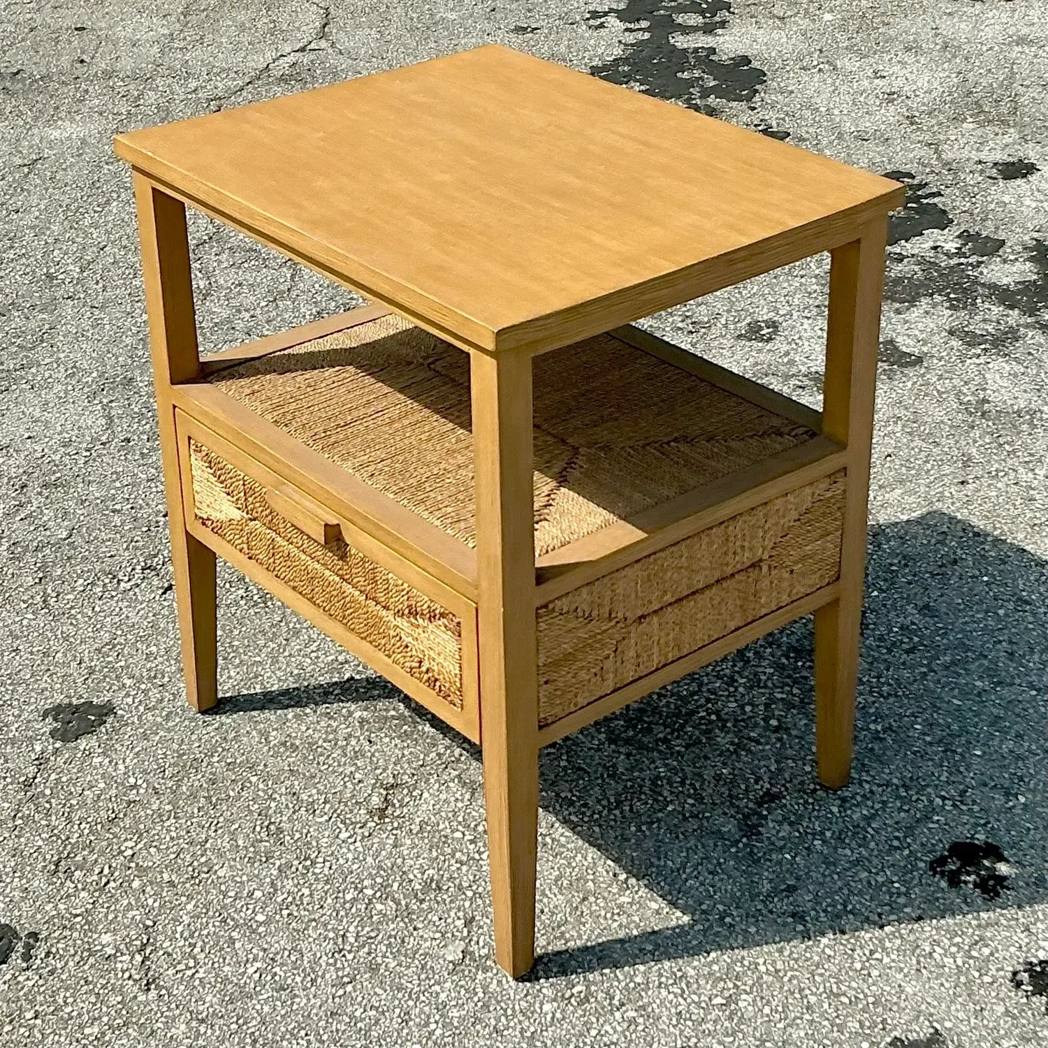 Vintage Coastal Palecek Wrapped Jute Nightstand — additional photo 8
