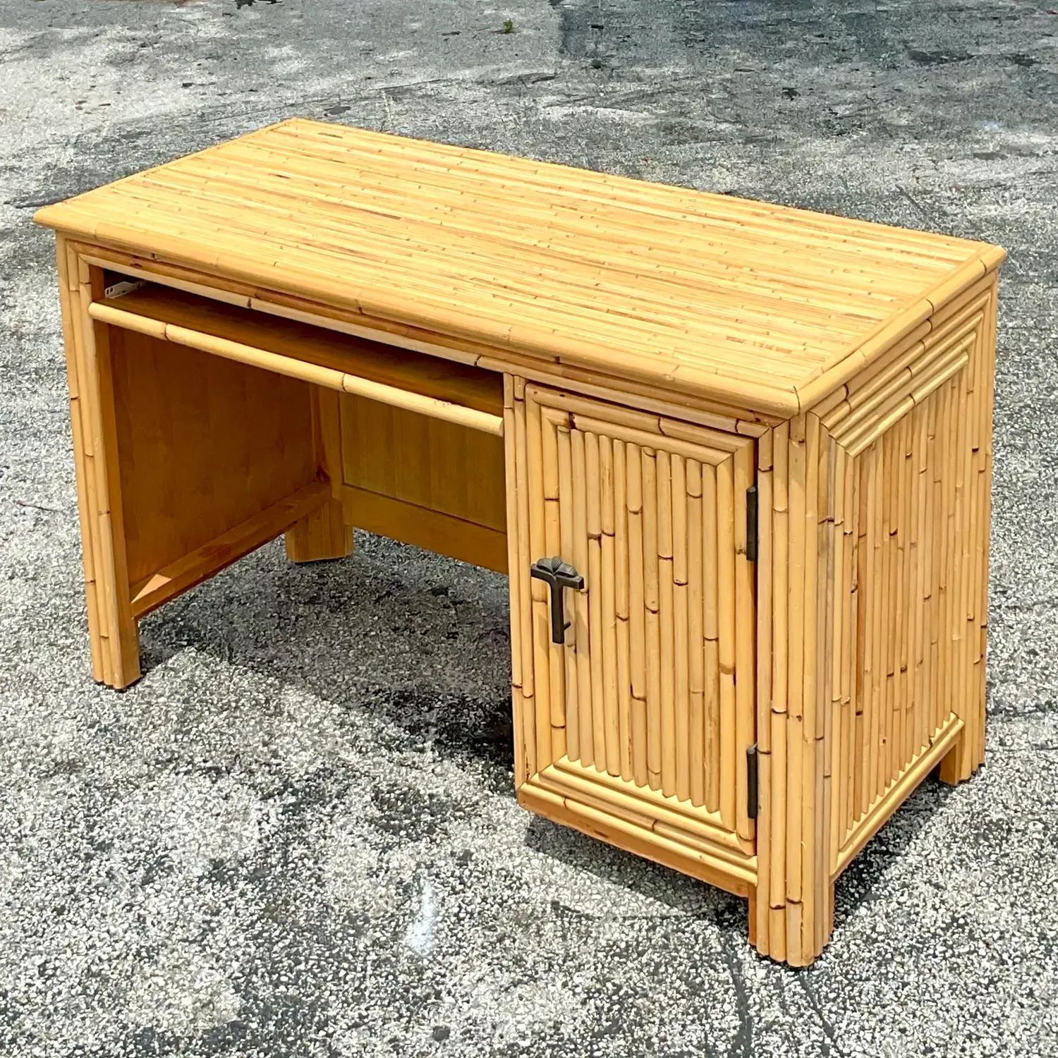 Vintage Coastal Palm Bamboo Desk