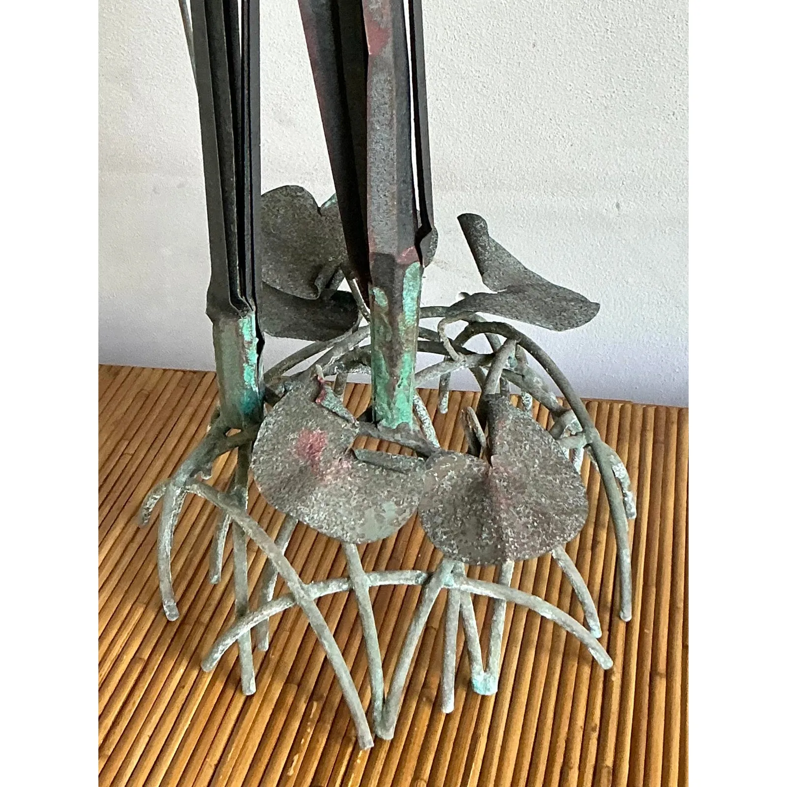 Vintage Coastal Patinated Bronze Cattail Sculpture — additional photo 5