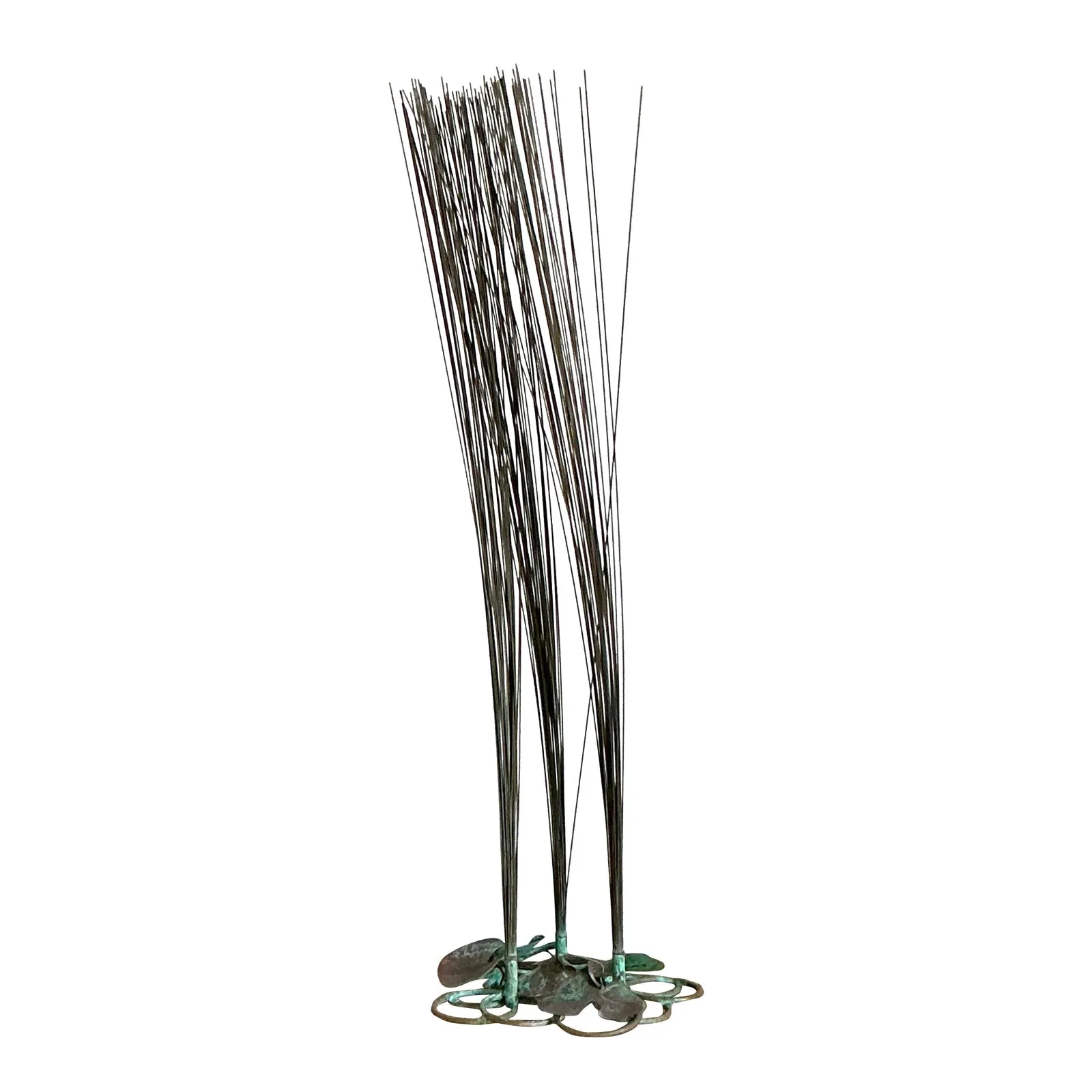 Vintage Coastal Patinated Bronze Tall Grass Sculpture