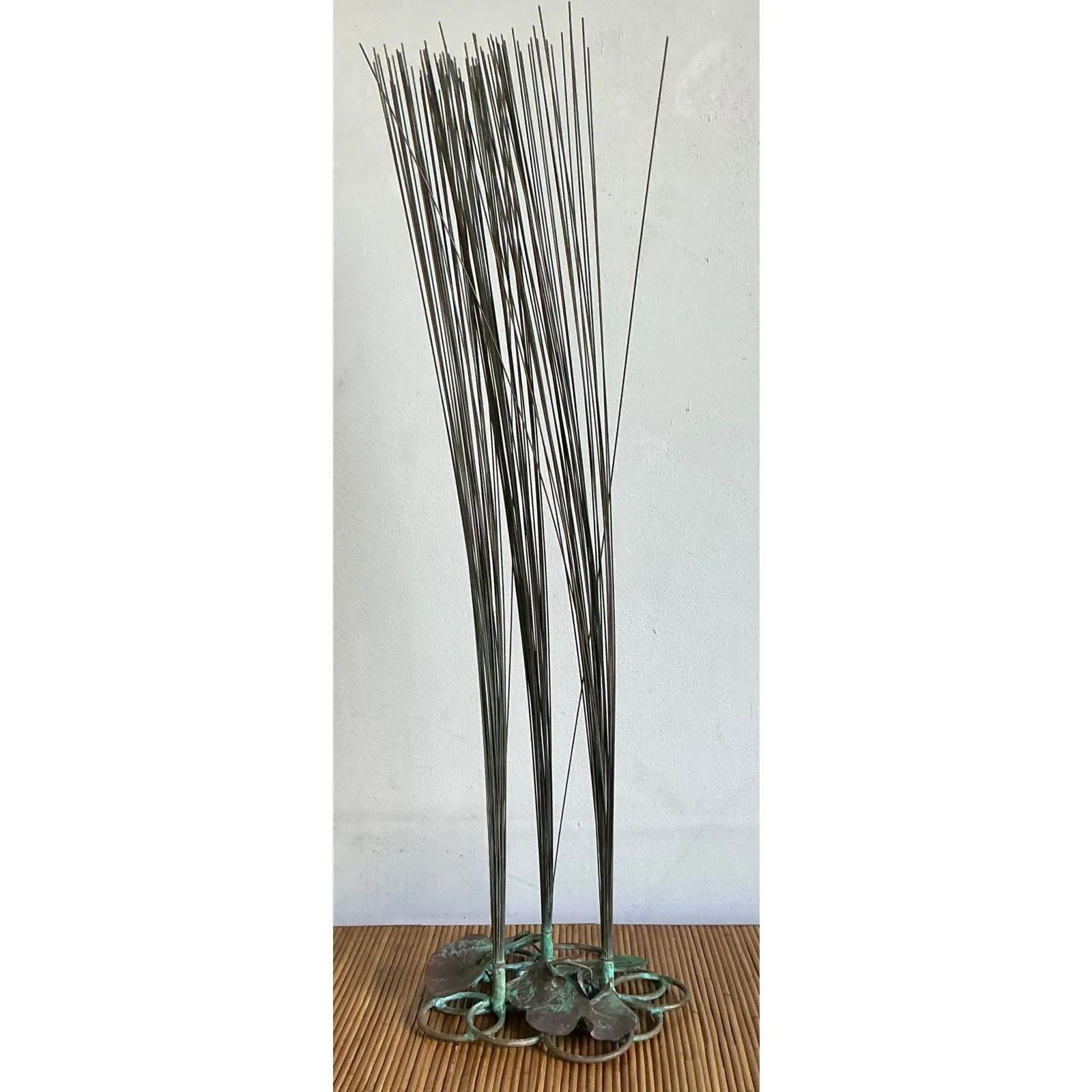 Vintage Coastal Patinated Bronze Tall Grass Sculpture — additional photo 2