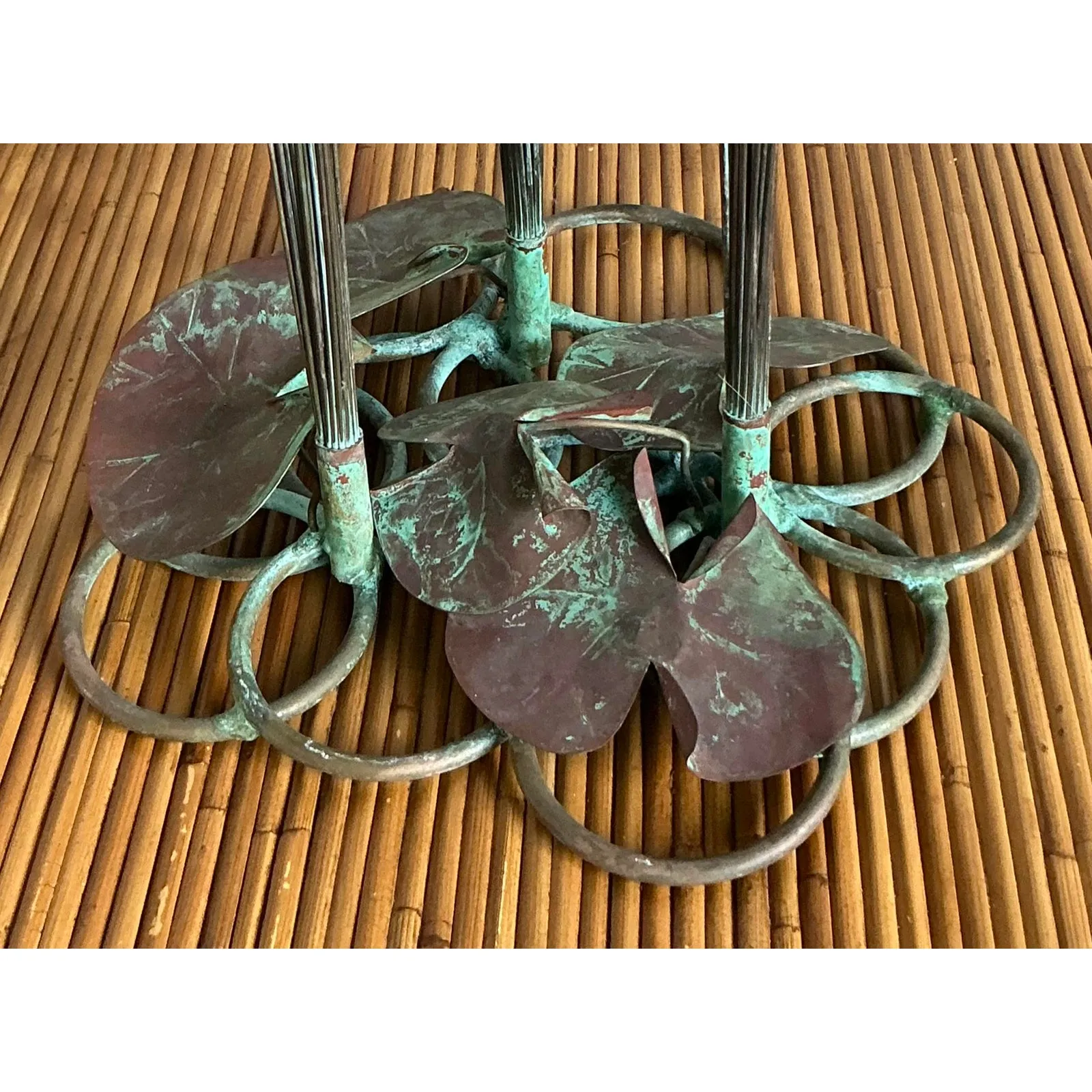 Vintage Coastal Patinated Bronze Tall Grass Sculpture — additional photo 3