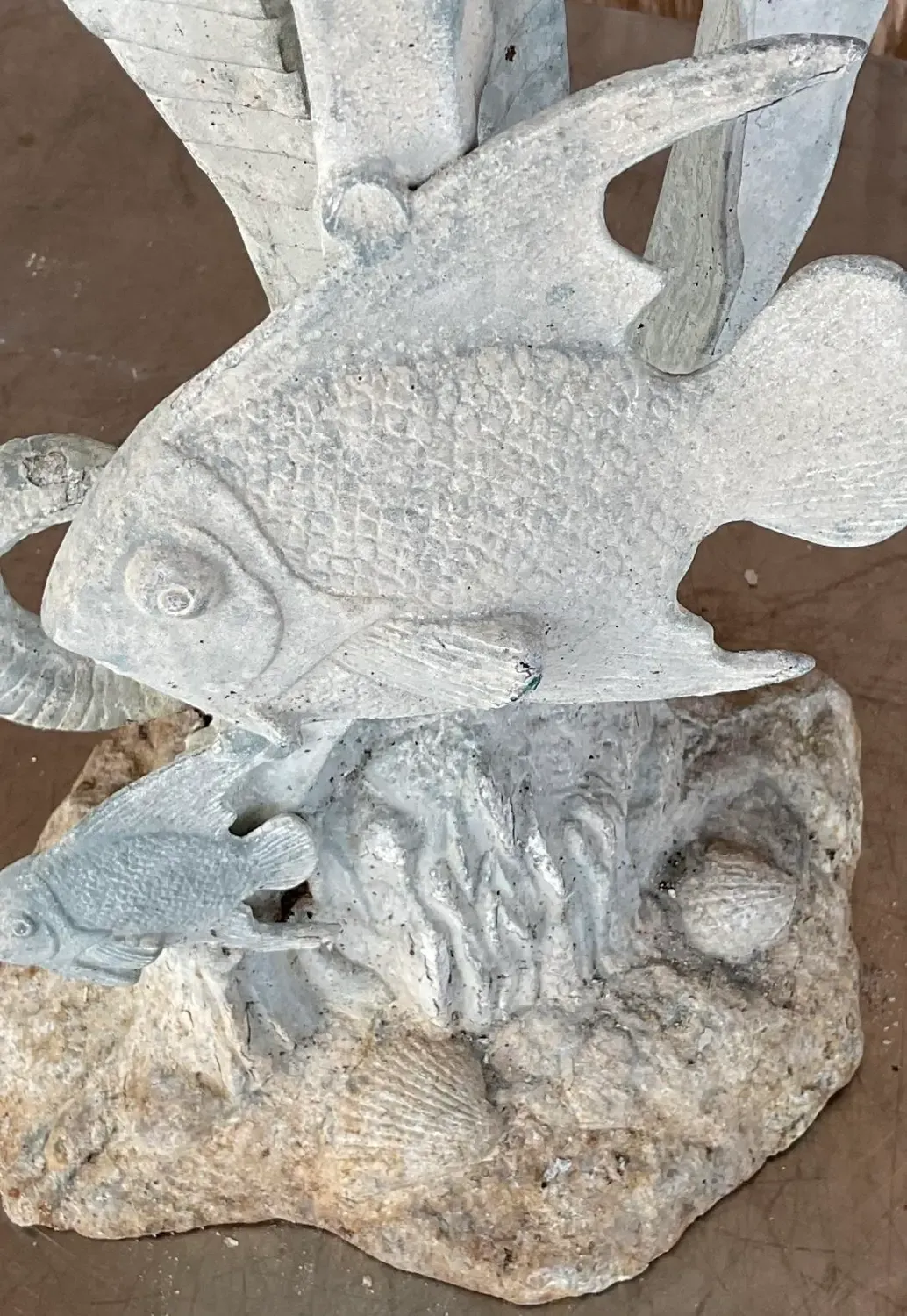 Vintage Coastal Patinated Metal Seahorse Garden Statue — additional photo 5