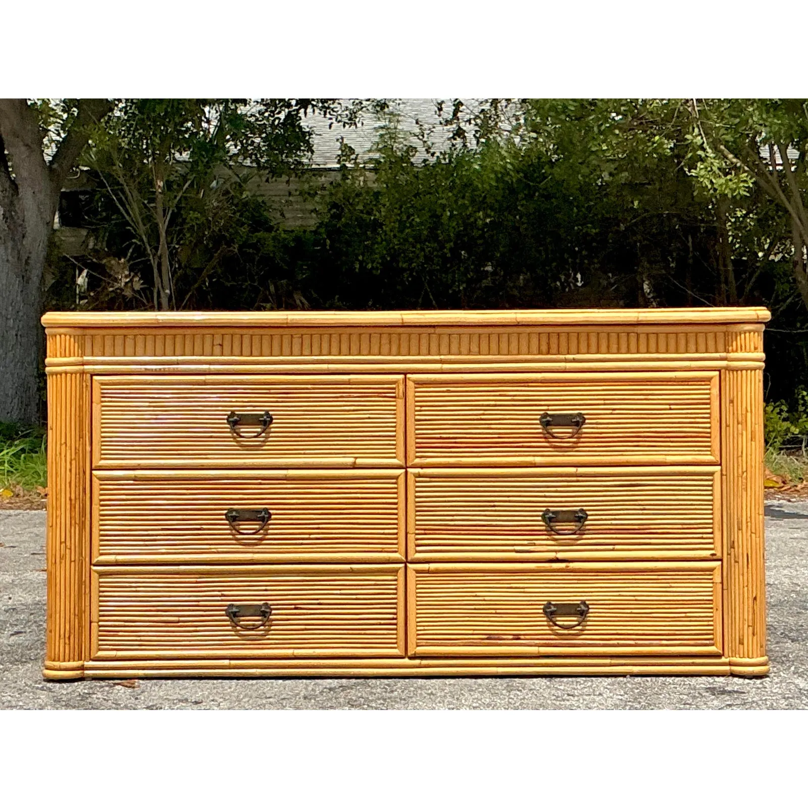 Vintage Coastal Pencil Reed Column Dresser — additional photo 3