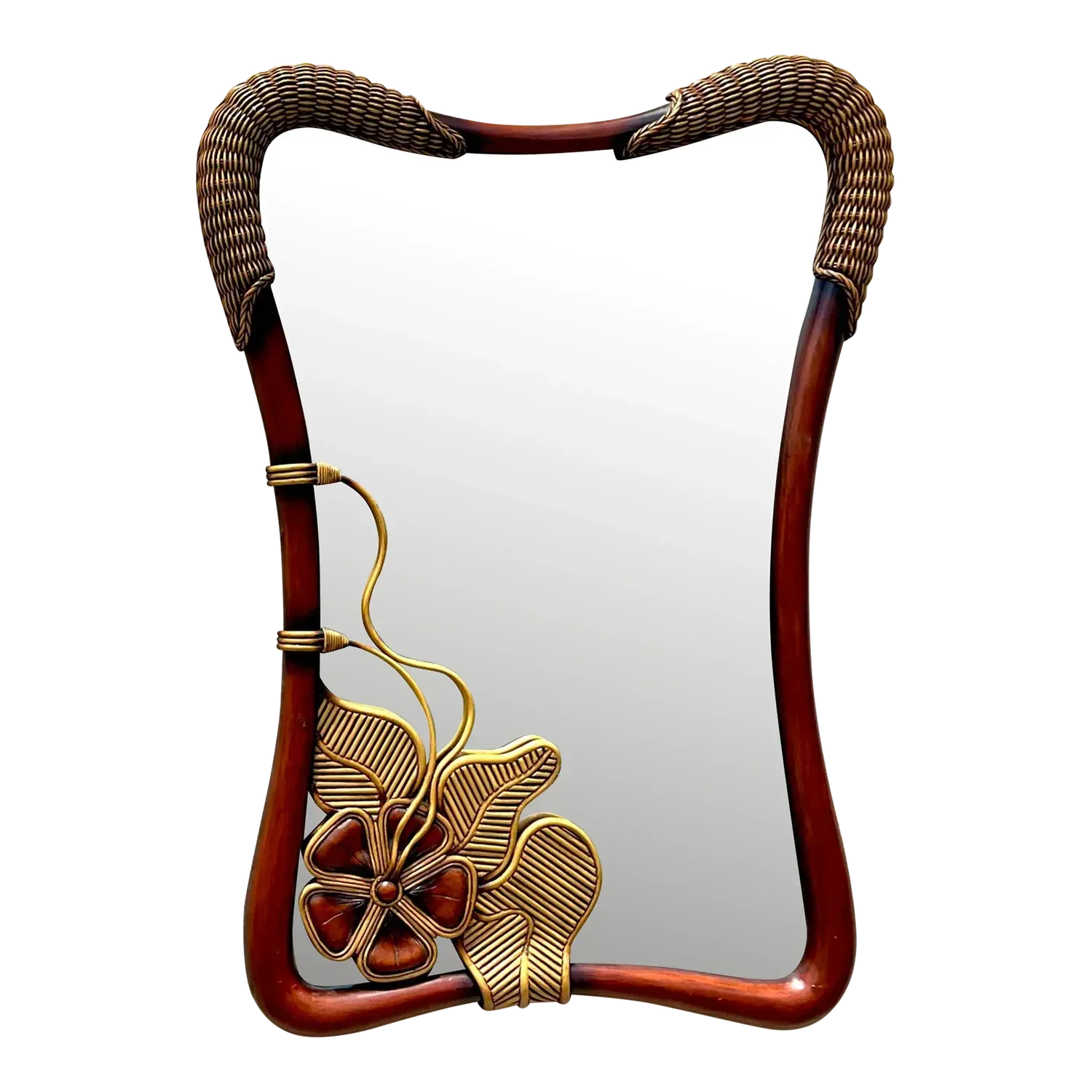 Vintage Coastal Pencil Reed Flower Mirror