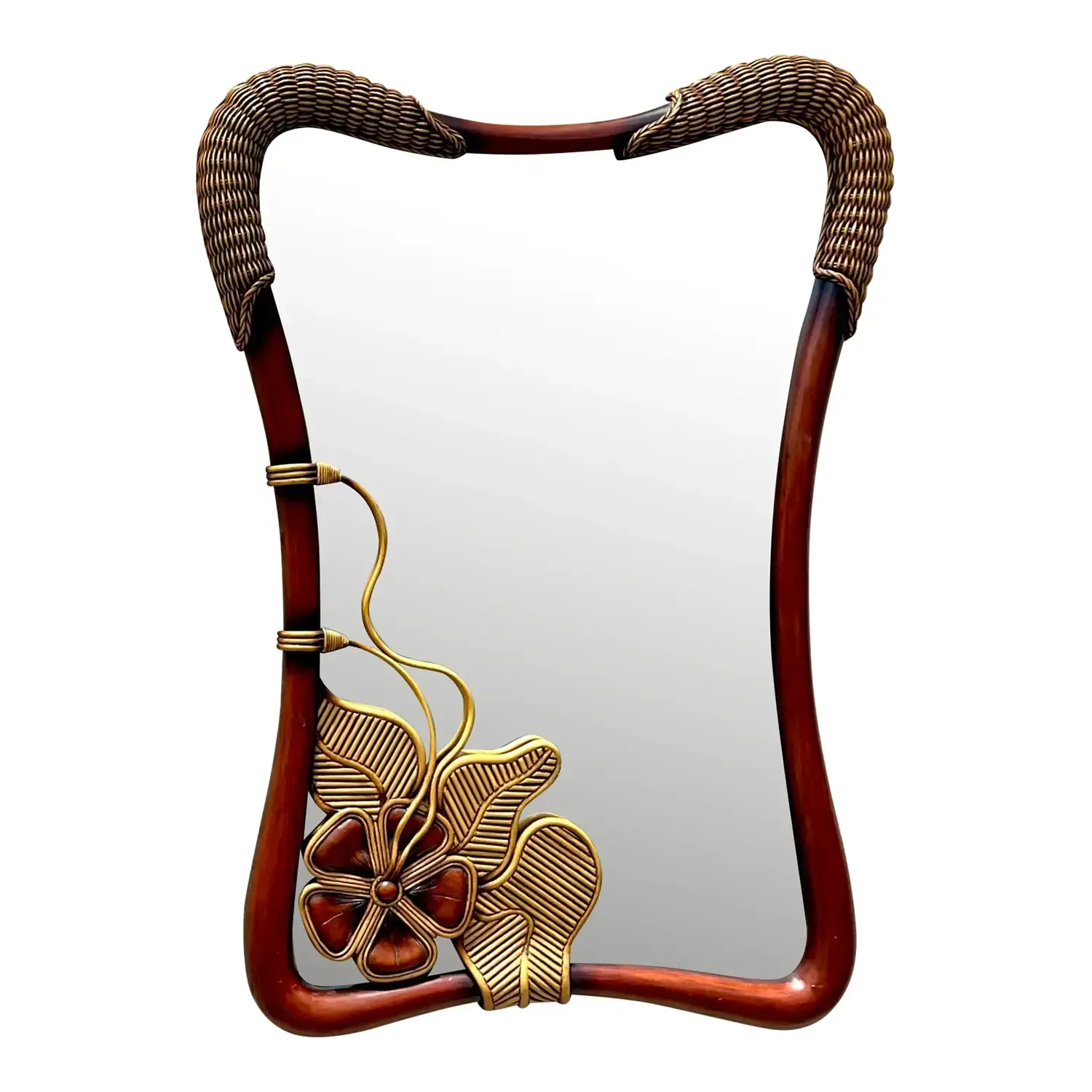 Vintage Coastal Pencil Reed Flower Mirror — additional photo 1