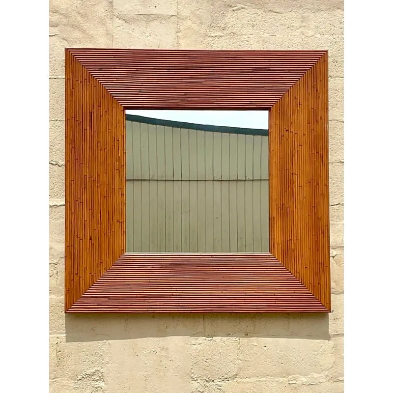 Vintage Coastal Pencil Reed Mirror — additional photo 2