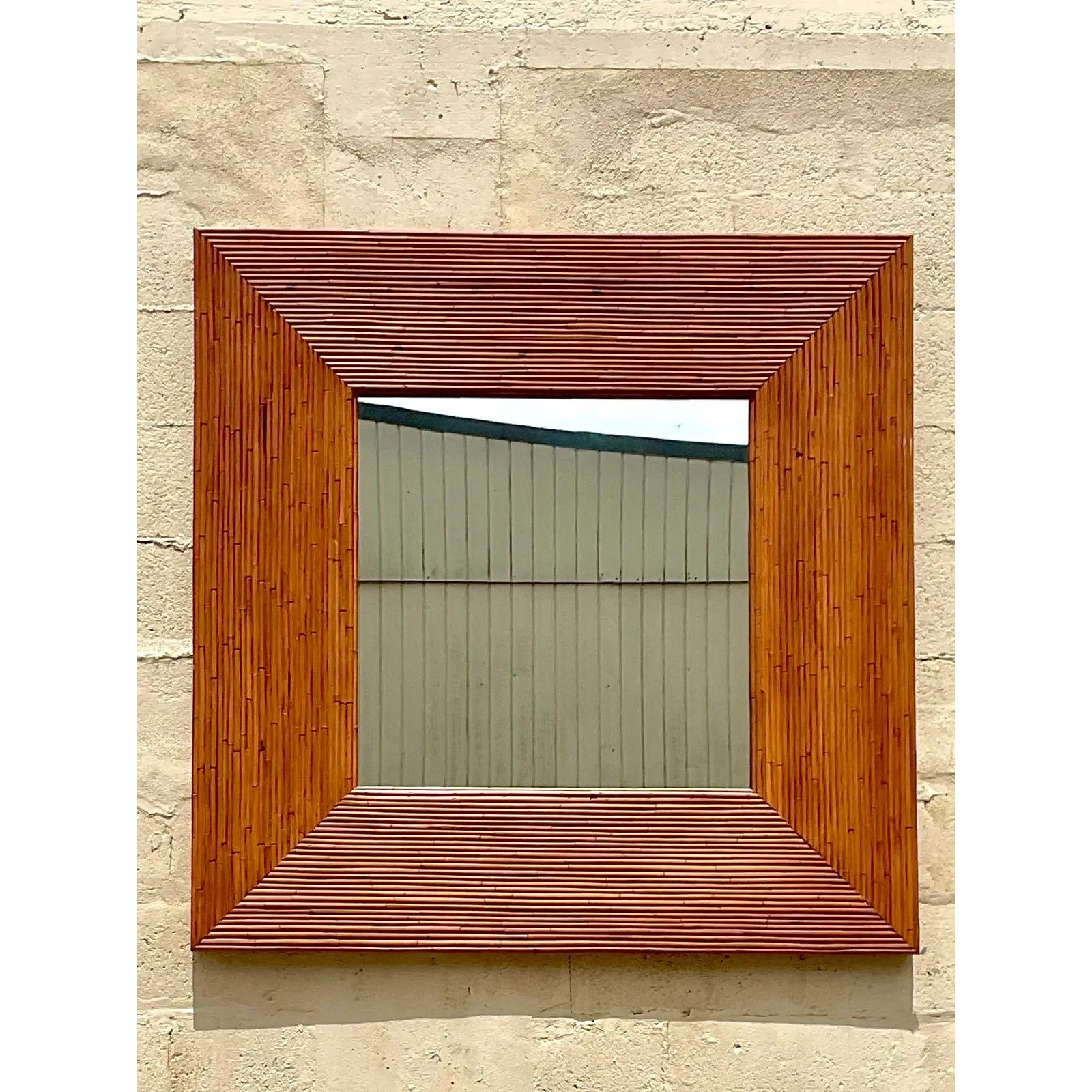 Vintage Coastal Pencil Reed Mirror — additional photo 4