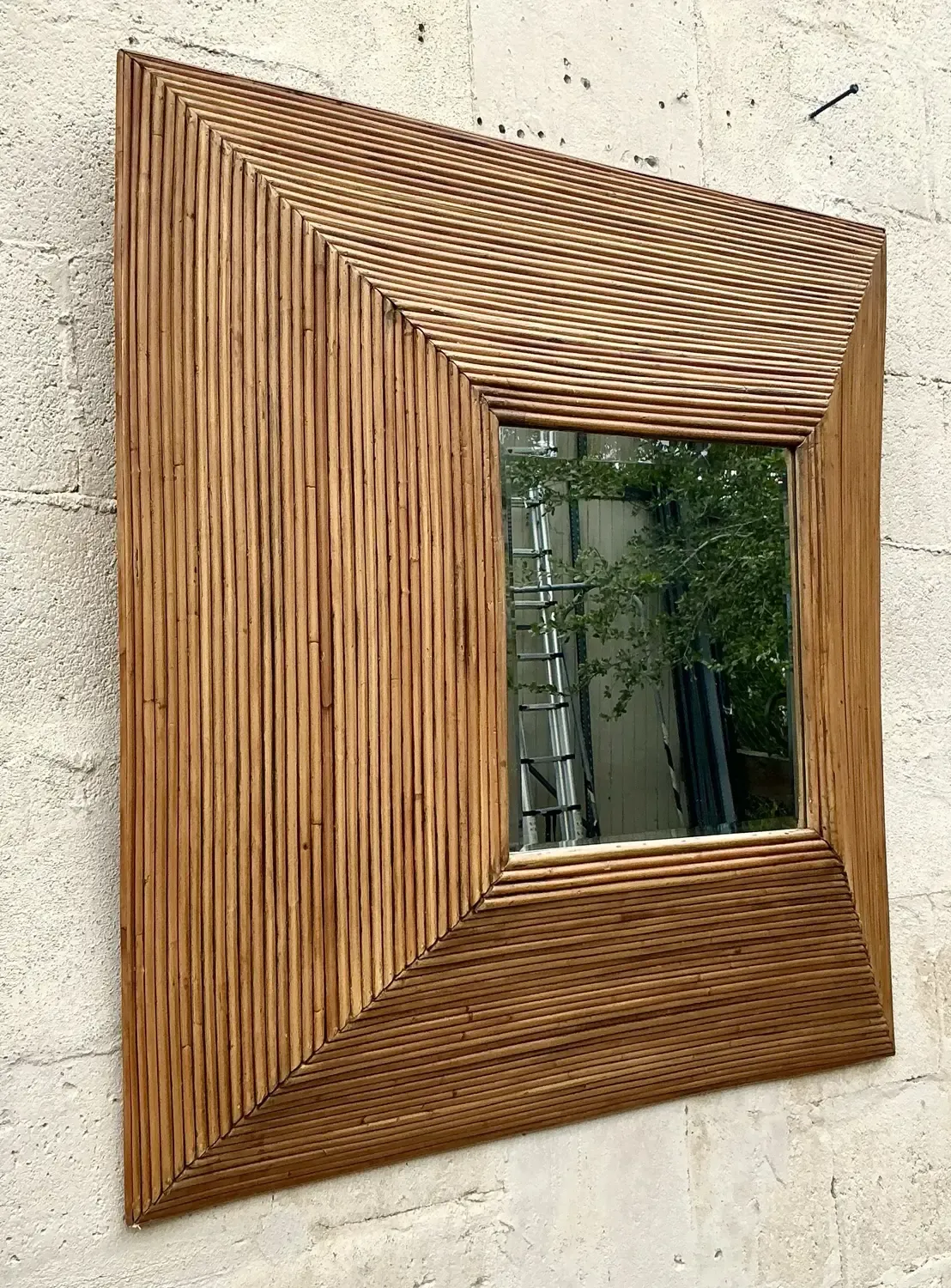 Vintage Coastal Pencil Reed Mirror — additional photo 3