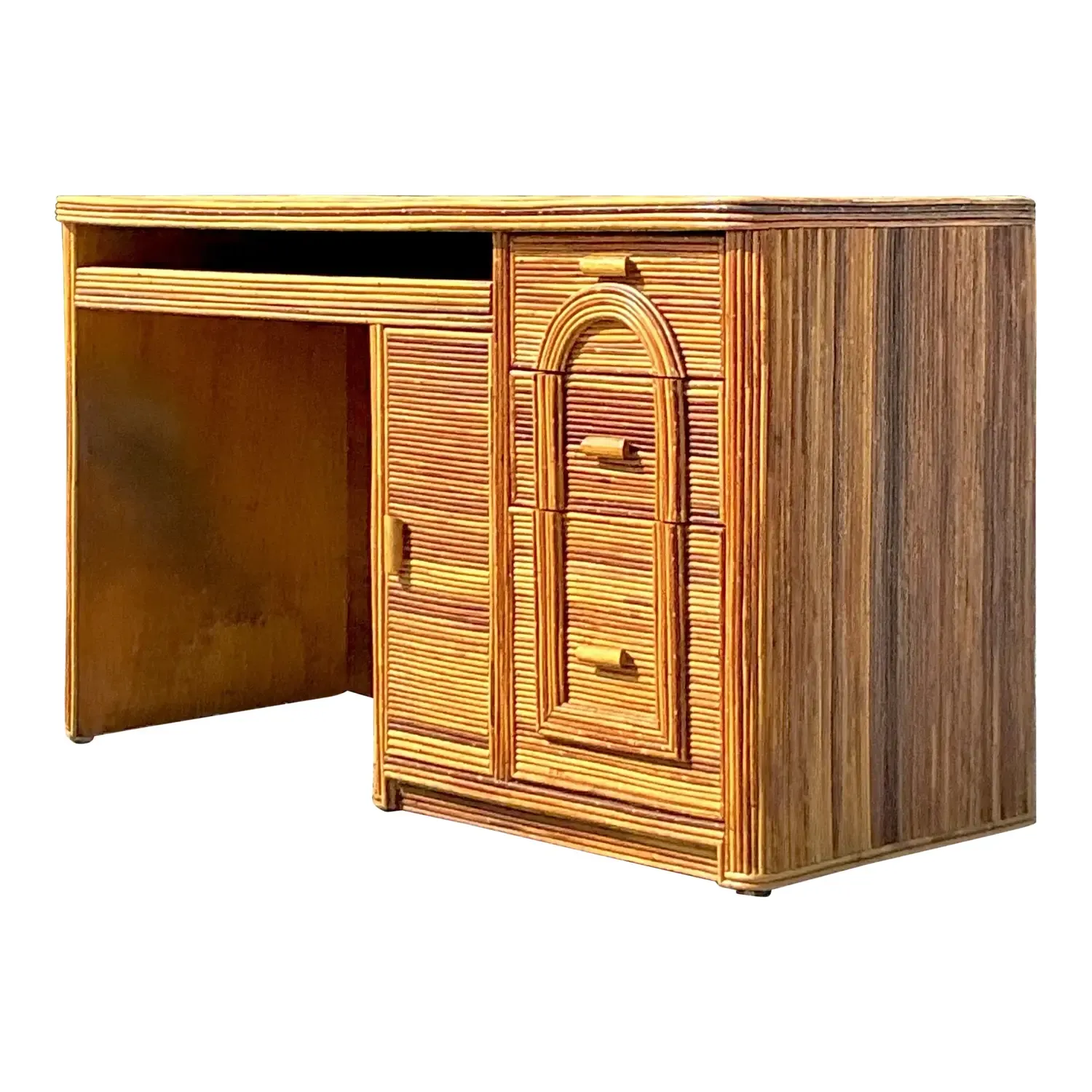 Vintage Coastal Pencil Reed Writing Desk — additional photo 2