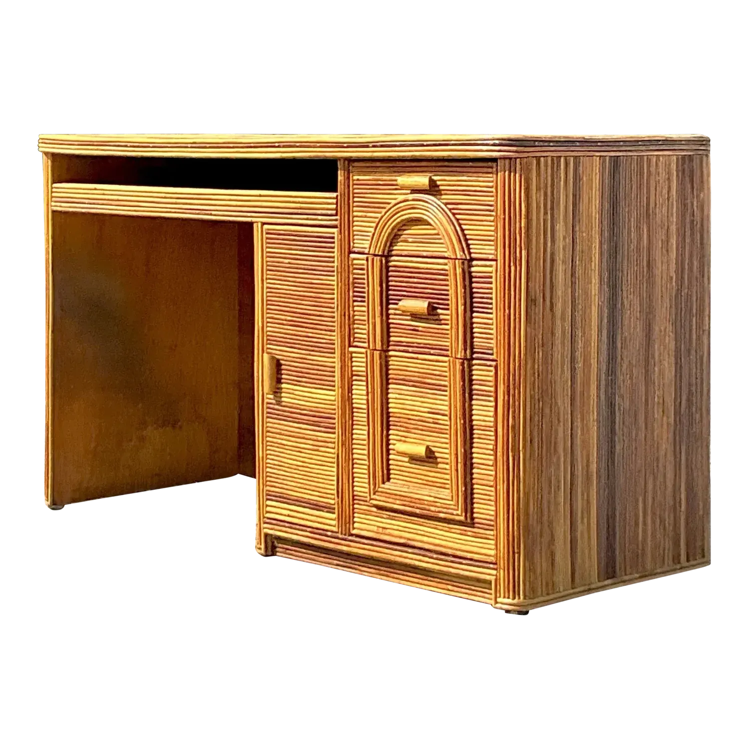Vintage Coastal Pencil Reed Writing Desk — additional photo 3