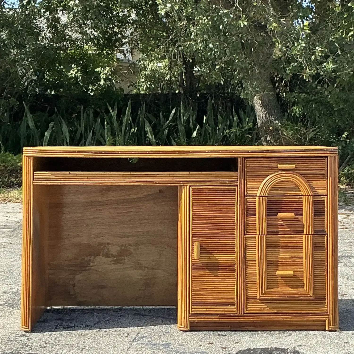 Vintage Coastal Pencil Reed Writing Desk — additional photo 5