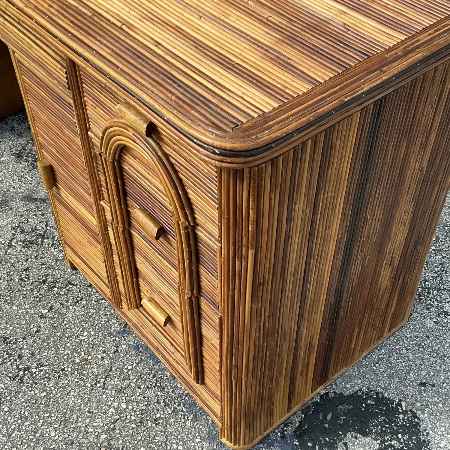 Vintage Coastal Pencil Reed Writing Desk — additional photo 7