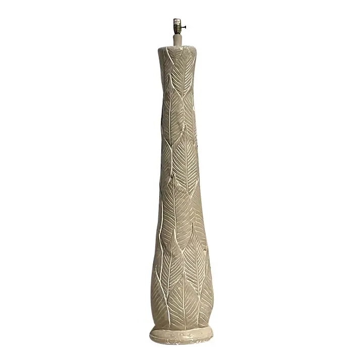 Vintage Coastal Plaster Palm Fronds Floor Lamp