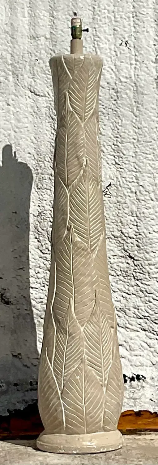 Vintage Coastal Plaster Palm Fronds Floor Lamp — additional photo 2