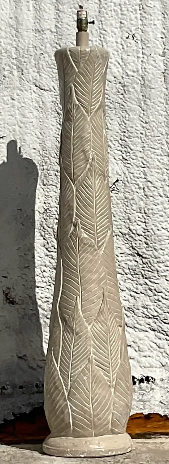 Vintage Coastal Plaster Palm Fronds Floor Lamp — additional photo 3