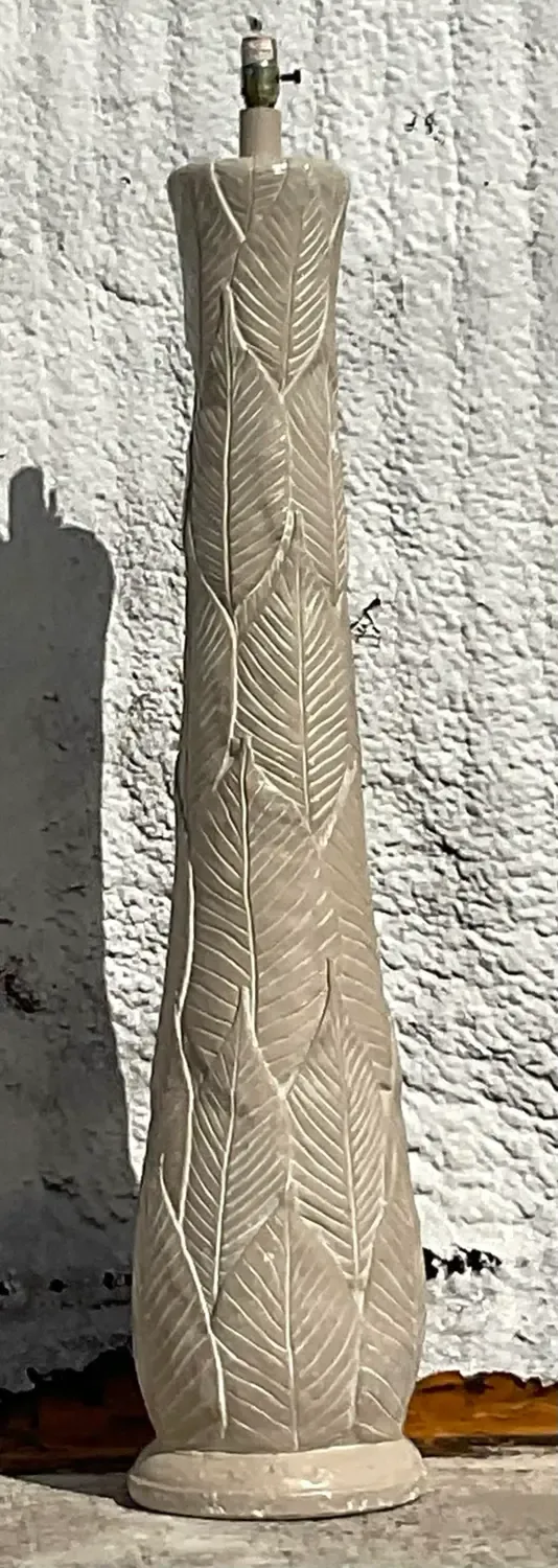 Vintage Coastal Plaster Palm Fronds Floor Lamp — additional photo 4