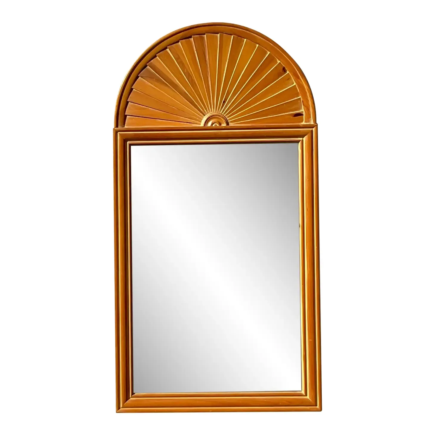 Vintage Coastal Pleated Knotty Pine Mirror — additional photo 1