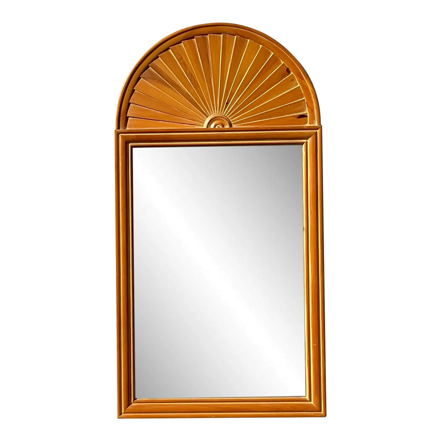 Vintage Coastal Pleated Knotty Pine Mirror — additional photo 2