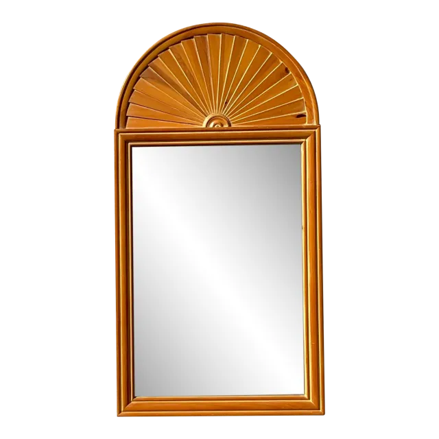 Vintage Coastal Pleated Knotty Pine Mirror — additional photo 2